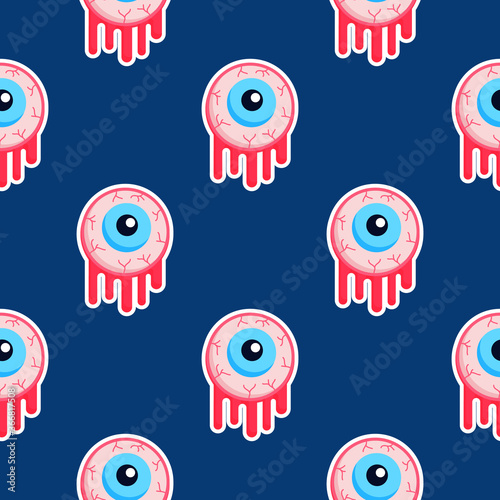Creepy bloody zombie eyes halloween seamless pattern. Repeatable background with monster eyeballs. Great for prints, digital papar, textile, decoration