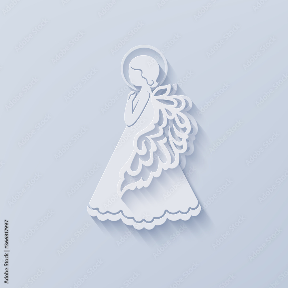 Beautiful angel with ornamental wings and halo Beautiful angel with ornamental wings and halo
