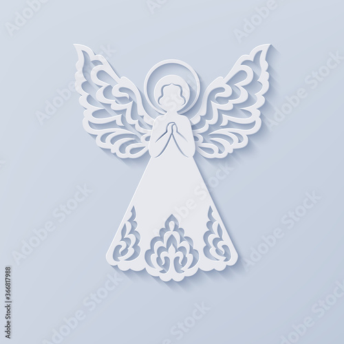 Beautiful angel with ornamental wings and halo