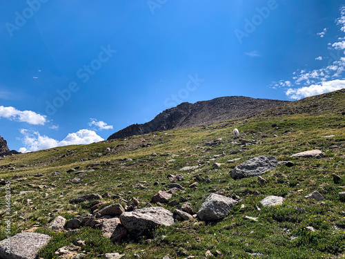 Mountain landscape with goats