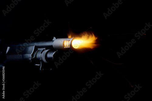 Realistic shotgun shot with muzzle flash