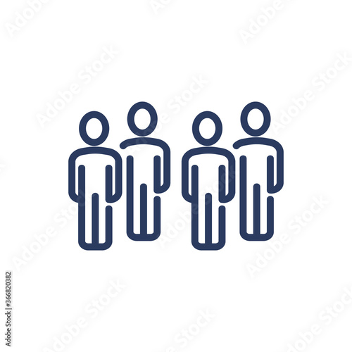 People thin line icon. Row  team members  arrangement isolated outline sign. People  society  community concept. Vector illustration symbol element for web design and apps
