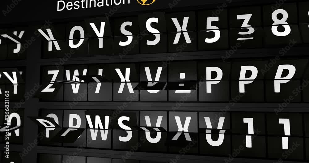 3D generated animation, analog flight information display board with the arrival city of Djibouti, 4 different animations 3D generated animation, analog flight information display board with the arrival city of Djibouti, 4 different animations