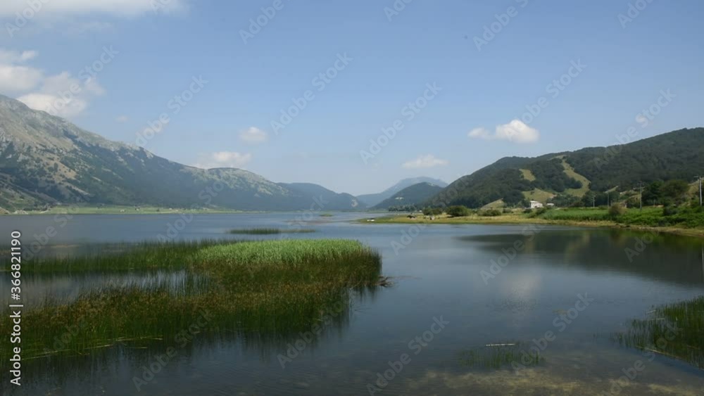Panoramic view of Lake Matese, in the mountains of the province of Caserta, Italy. Panoramic view of Lake Matese, in the mountains of the province of Caserta, Italy.