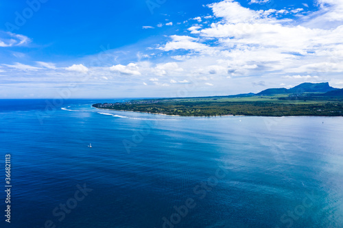 Aerial view, the village of Tamarin on Mount du Tamarin, Mauritius, Africa