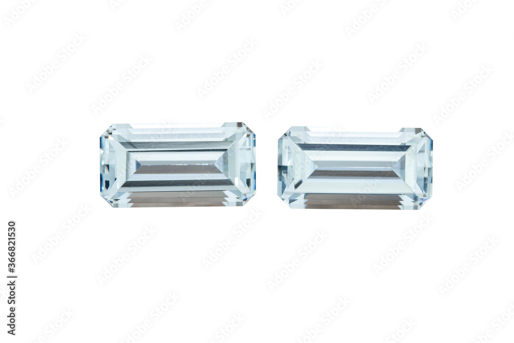 macro stone mineral faceted aquamarine on a white background macro stone mineral faceted aquamarine on a white background