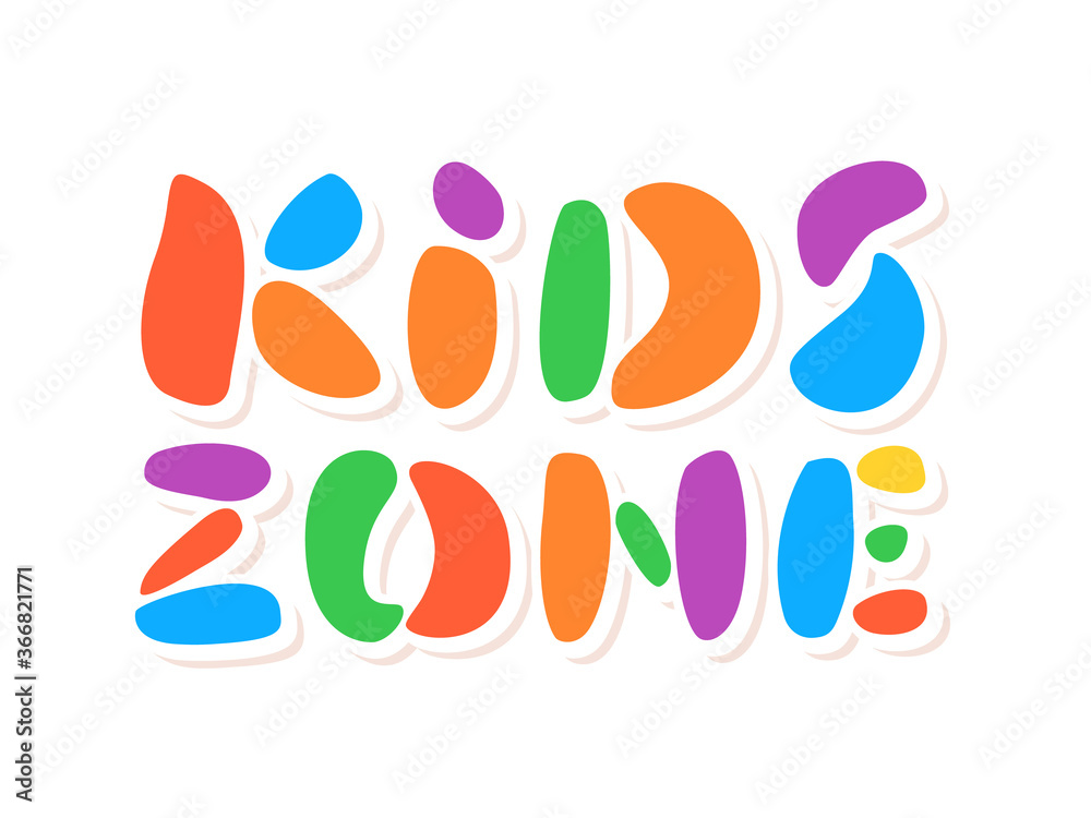 Kids zone sign. Vector lettering.