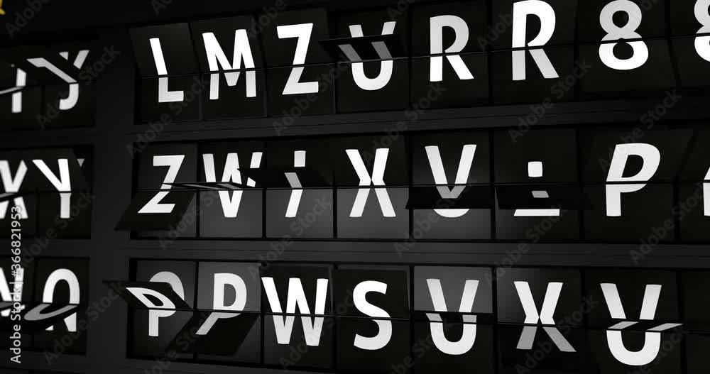 3D generated animation, analog flight information display board with the arrival city of Hanoi, 4 different animations 3D generated animation, analog flight information display board with the arrival city of Hanoi, 4 different animations