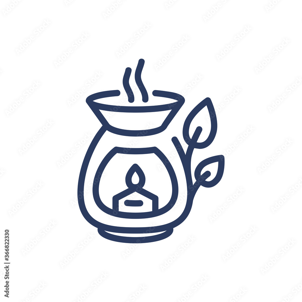Aroma candle thin line icon. Herb, smoke, lantern, burning, flame isolated outline sign. Wellness, spa salon, aromatherapy concept. Vector illustration symbol element for web design and apps Aroma candle thin line icon. Herb, smoke, lantern, burning, flame isolated outline sign. Wellness, spa salon, aromatherapy concept. Vector illustration symbol element for web design and apps