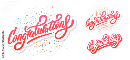 Congratulations. Greetings set. Vector lettering.