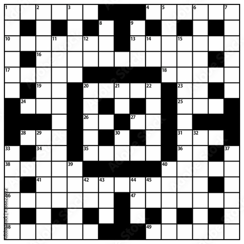 Square crossword puzzle game vector. American-style crossword puzzle