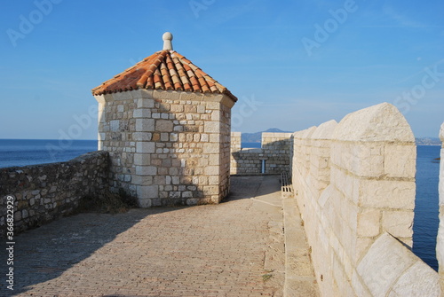 
turret and battlements of the fortified monastery, Iles Saint Honorat, Lerins, Cannes photo