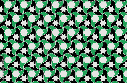 Seamless pattern with Arabic motifs in 3 colors. Vector illustration.