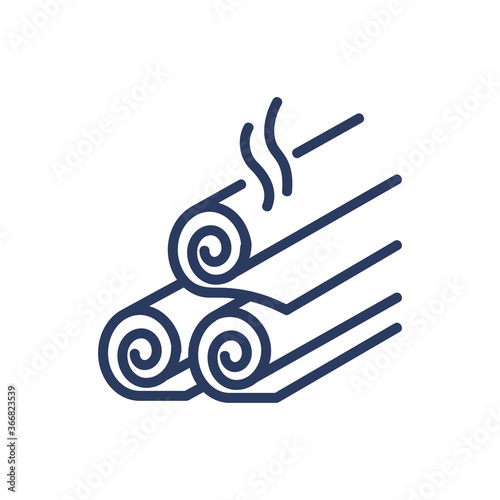 Spa towels thin line icon. Hot steam, stack, rollers isolated outline sign. Fitness, wellness, spa salon, relaxation concept. Vector illustration symbol element for web design and apps