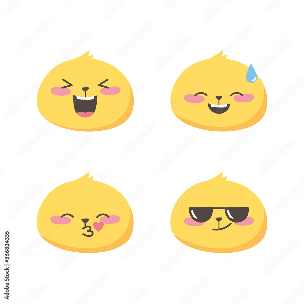 social media emoji expressions faces cartoon collection