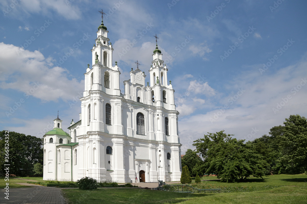 Polotsk, Belarus - 07/05/2020: View of St. Sophia Cathedral - an architectural monument of the XI-XVIII centuries, the very first stone building on the territory of Belarus. Polotsk, Belarus - 07/05/2020: View of St. Sophia Cathedral - an architectural monument of the XI-XVIII centuries, the very first stone building on the territory of Belarus.