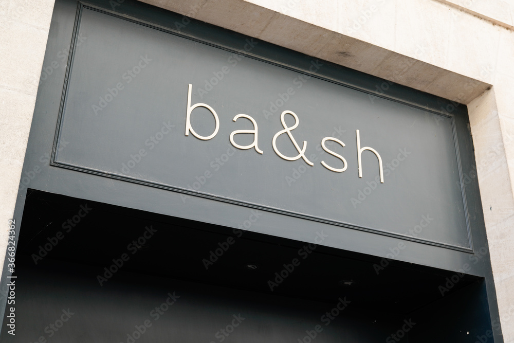 Ba&sh sign and text logo for store fashion women clothing shop Stock Photo