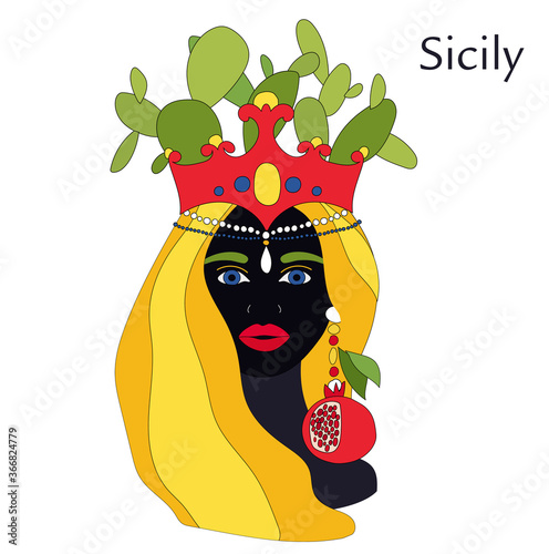 Sicilian woman. Moor head, traditional sicilian ceramic, pottery. 