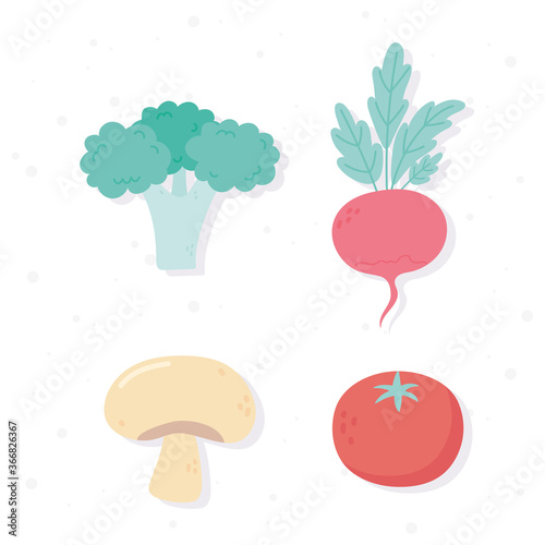 vegetables fresh organic nutrition diet healthy food beet tomato broccoli icons