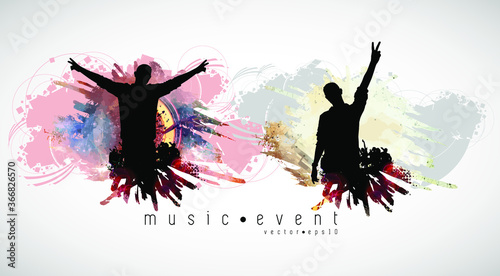 Silhouettes of dancing people in a club
