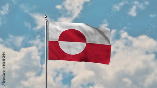 Greenland flag waving in the blue sky realistic 4k Video. photo
