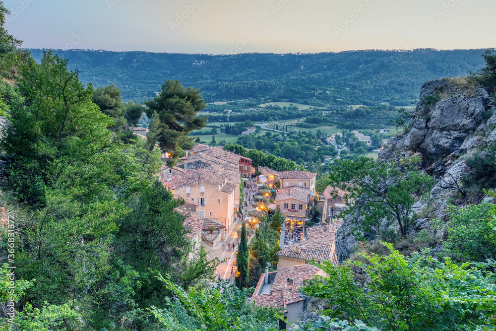 Moustiers-Sainte-Marie village in Provence, Provence-Alpes-Cote d`Azur, France, member of most beautiful villages of France