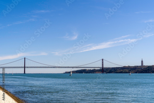 The 25 de Abril Bridge is a bridge connecting the city of Lisbon to the municipality of Almada on the left bank of the Tejo river  Lisbon