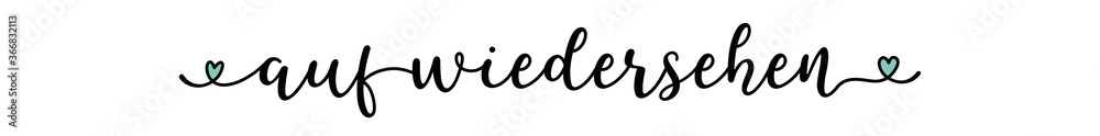 Handgeschriebene Phrase AUF WIEDERSEHEN als banner, logo. Lettering für