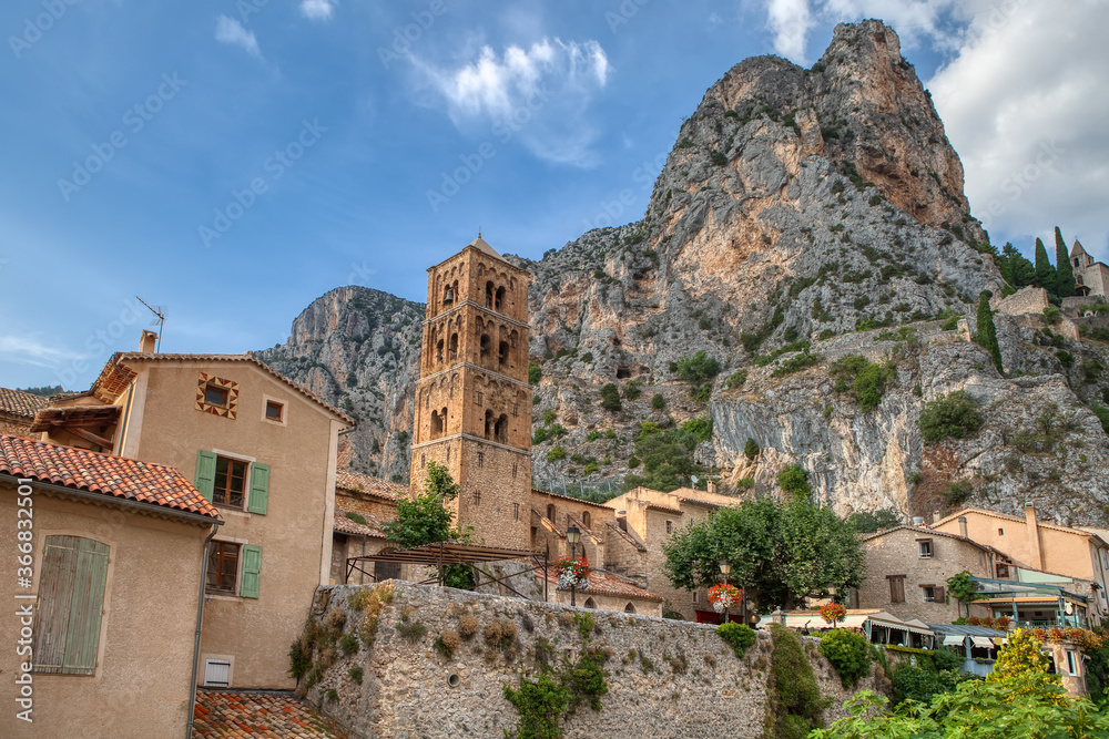 Moustiers-Sainte-Marie village in Provence, Provence-Alpes-Cote d`Azur, France, member of most beautiful villages of France