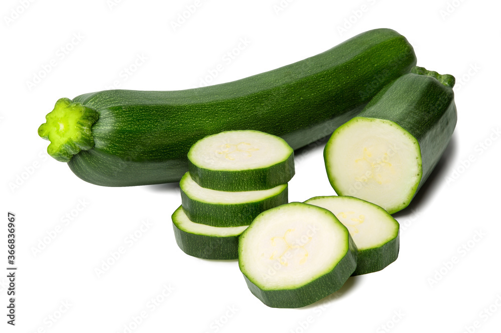 Fresh courgettes zucchini isolated on white background Fresh courgettes zucchini isolated on white background