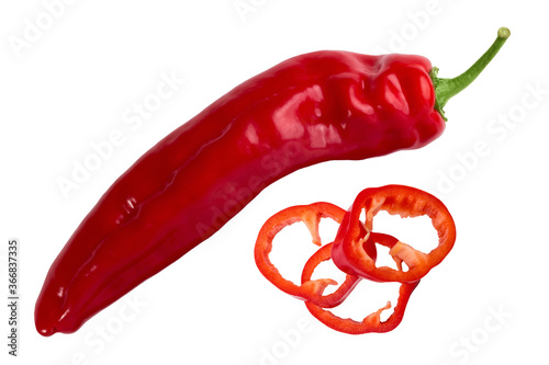 Red sweet pepper. Sweet point isolated on white close-up.