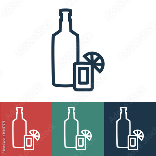 Linear vector icon with tequila
