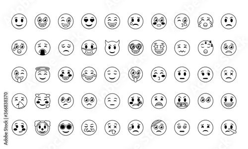 bundle of emojis faces set icons