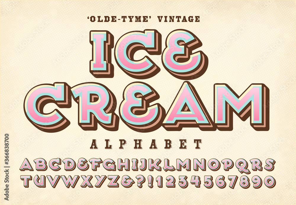 An Old-Time Alphabet Ideal for Ice Cream Vendor Trucks, Menus, Parties, Carnivals, etc.