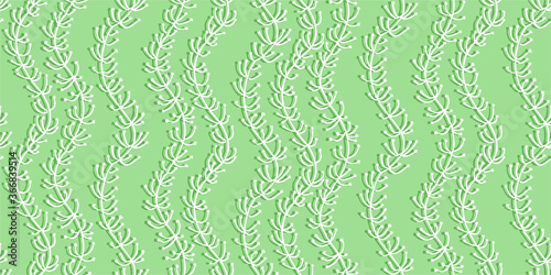 Seamless pattern with Seaweeds in 3 colors. Vector illustration.