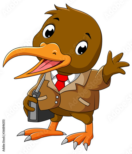  a happy kiwi bird in a business suite