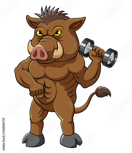 a strong ferocious boar bodybuilder