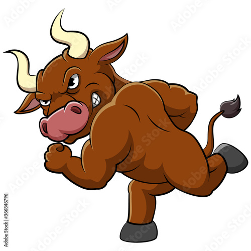 Brown bull cartoon character