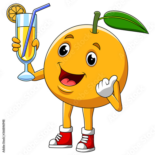 Cartoon character of an cute orange fruit