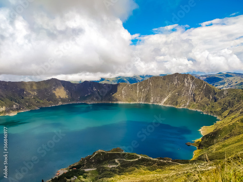 Blue Lake Quilotoa in the mountains of Ecuador