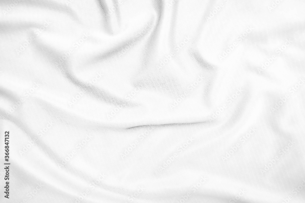 Abstract white fabric texture background. Wavy white cloth.