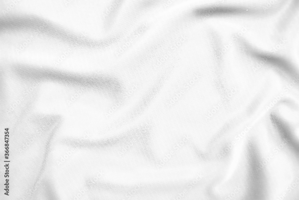 Abstract white fabric texture background. Wavy white cloth.