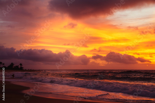 Golden Sunrise over Sandy Beach, Hawaii 