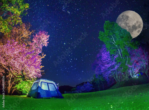 Traveling mountain camping tent in Chiang Mai, Thailand. photo