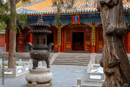 Yongan temple (Temple of Everlasting Peace) situated in the heart of Beihai park in Jade Flower Island. It's home to the White Dagoba - one of the most sacred Dagobas in Beijing photo