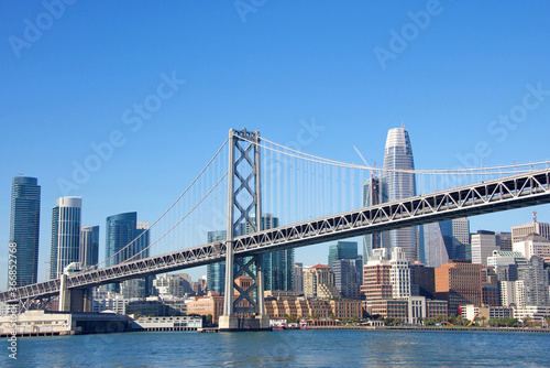 San Francisco  CA - October 06  2017  West end of the Bay Bridge heading into Downtown San Francisco  where the skyline is changing with multiple new high rise buildings currently under construction.