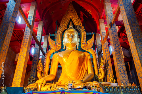 ANG THONG, THAILAND - March 11, 2012 :  Somdet Phra Sri Mueang Thong statue or beautiful Buddha statue in Tonson temple photo