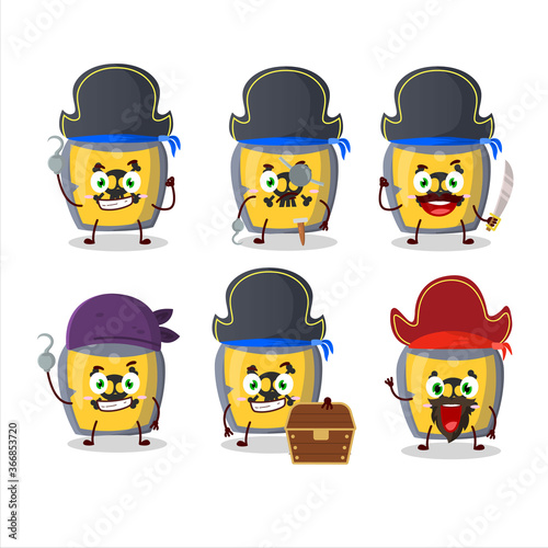 Cartoon character of dangerous potion with various pirates emoticons