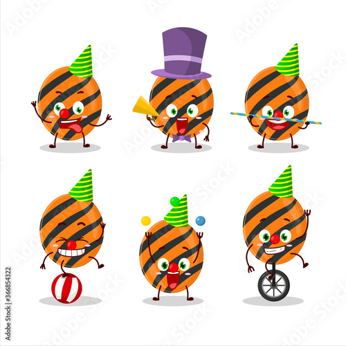 Cartoon character of halloween stripes candy with various circus shows