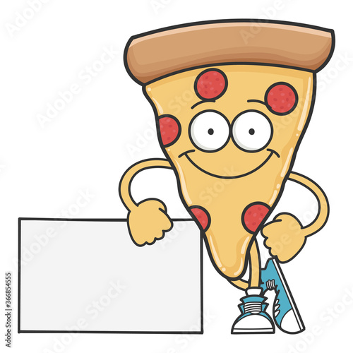 smiling happy pizza cartoon character